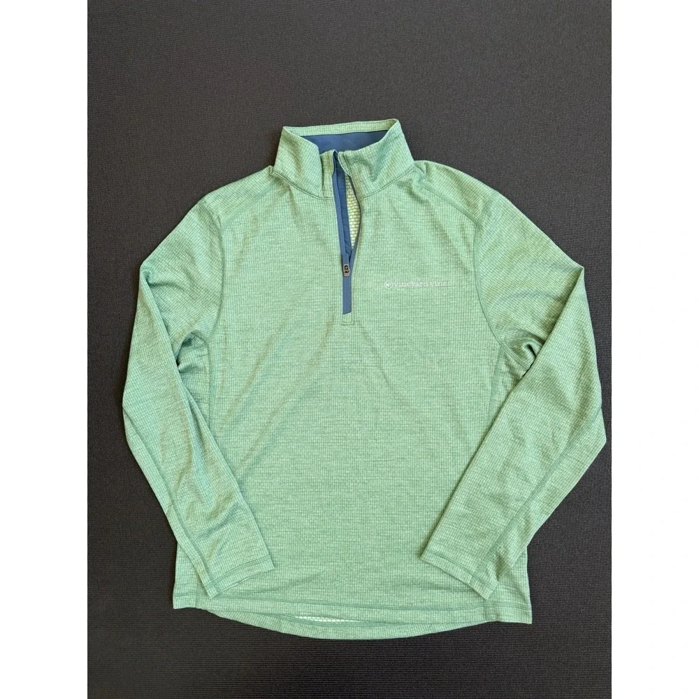 Vineyard Vines Pullover Mens Small Green On The Go Sankaty Quarter Zip Golf OTG